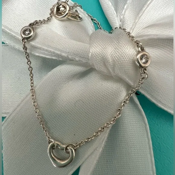 Tiffany Elsa Peretti Diamonds by the Yard Open Heart Bracelet - Picture 1 of 14